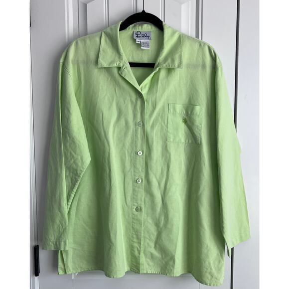 Lilly Pulitzer Tops - Vintage Lilly Pulitzer Linen Blend Green Blouse - Size Medium